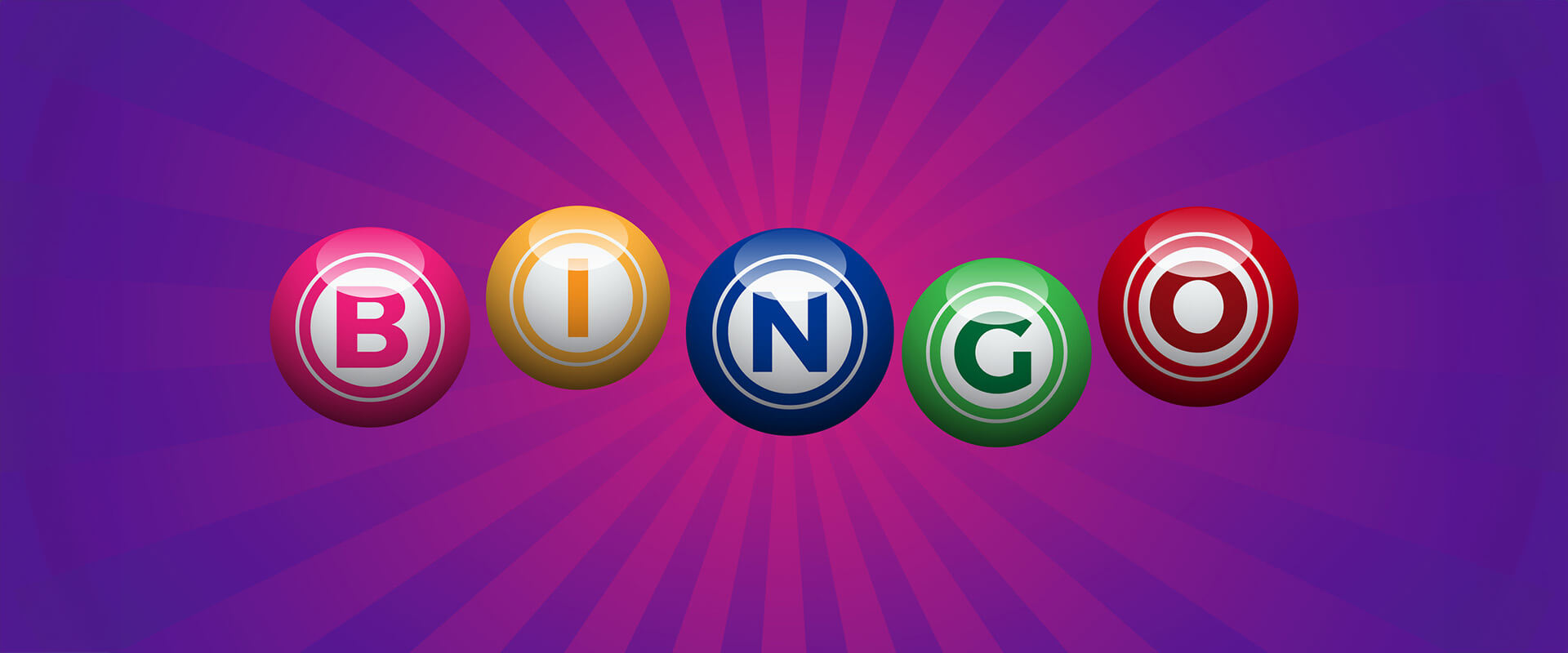 Bingo balls on a purple background.