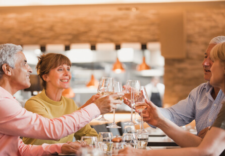 drinking wine with friends