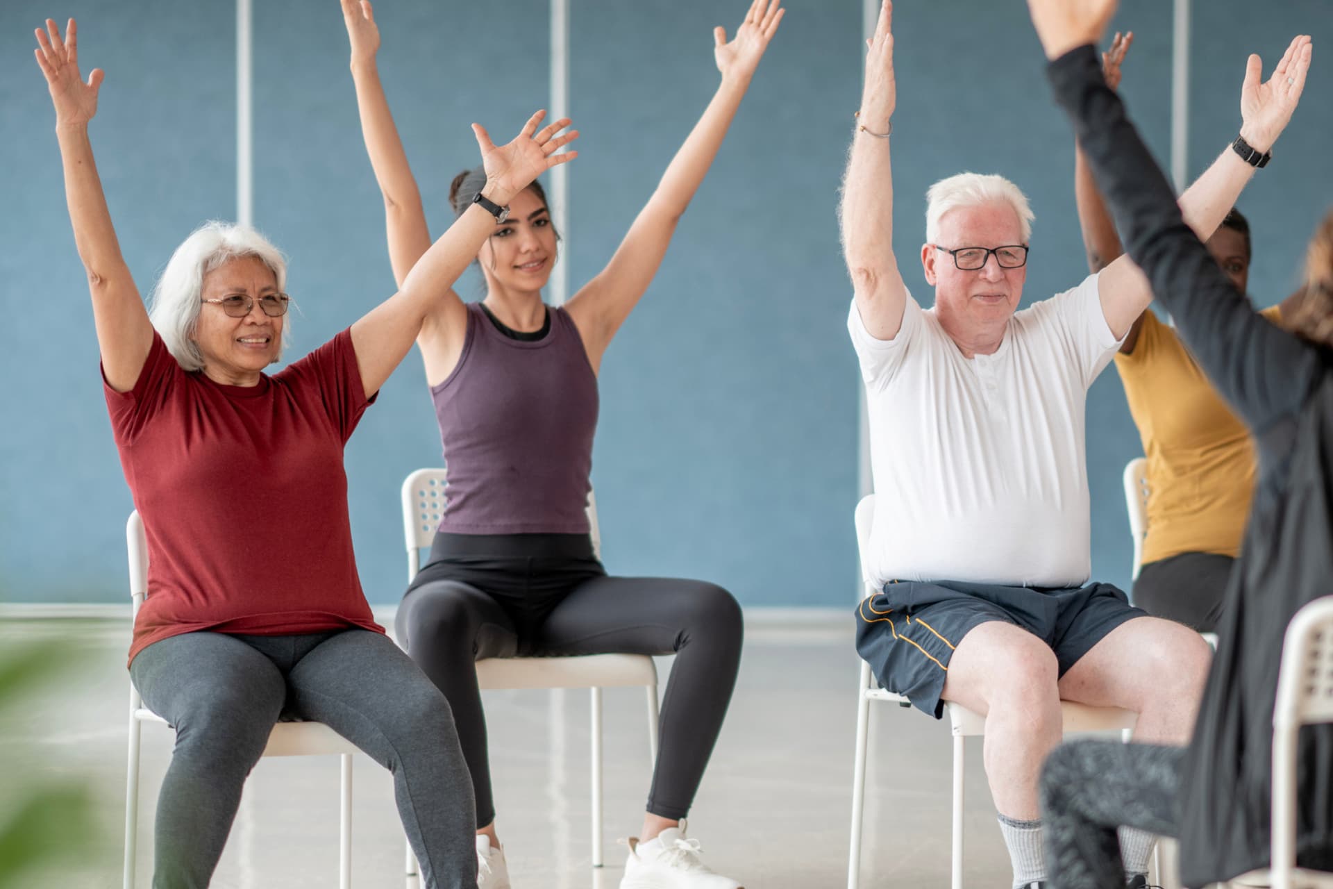 group chair yoga at senior living community